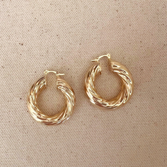 GoldFi 18k Gold Filled Twisted Selena Inspired Hoop