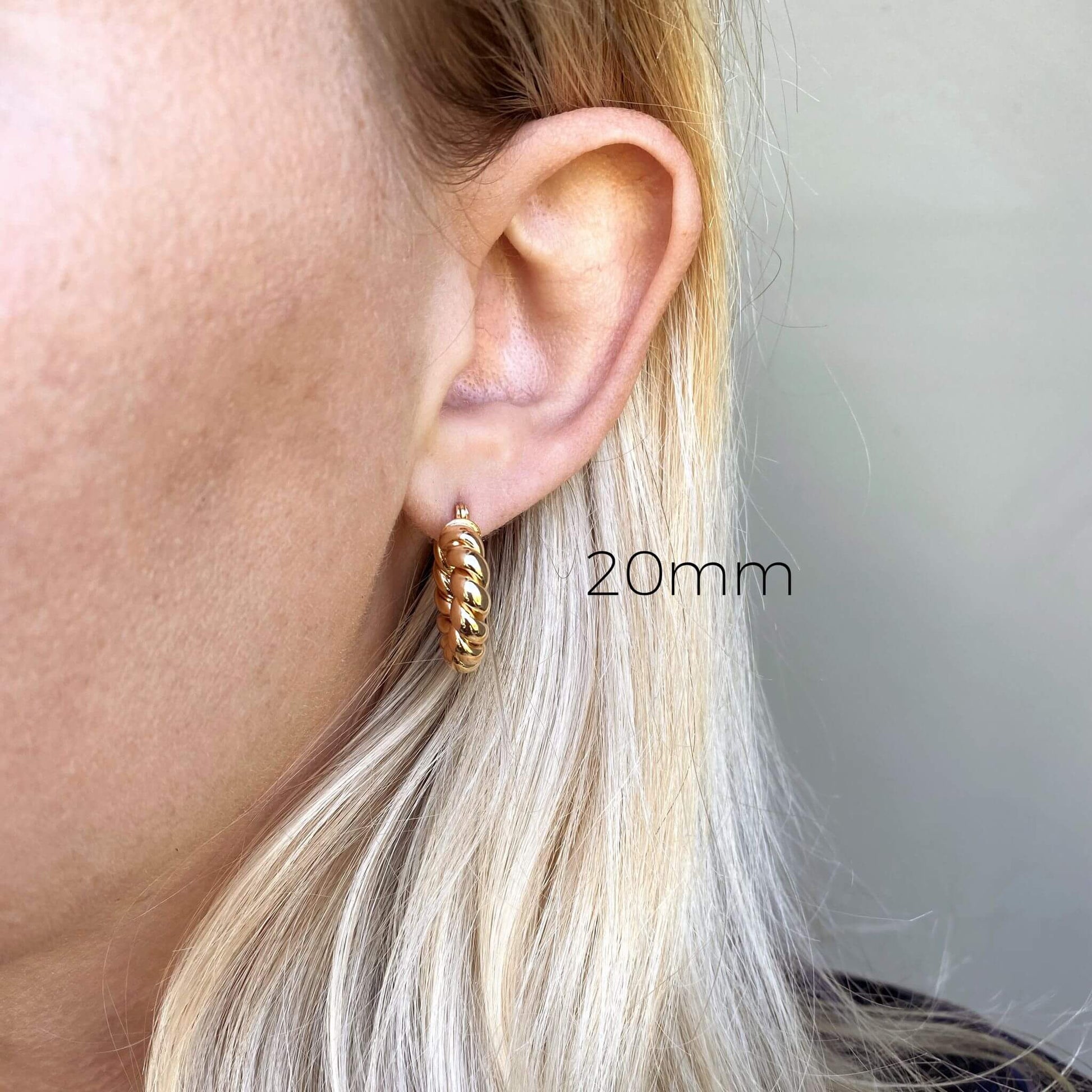 GoldFi 18k Gold Filled Twisted Tube Hoop Earrings - The Croissant Hoops