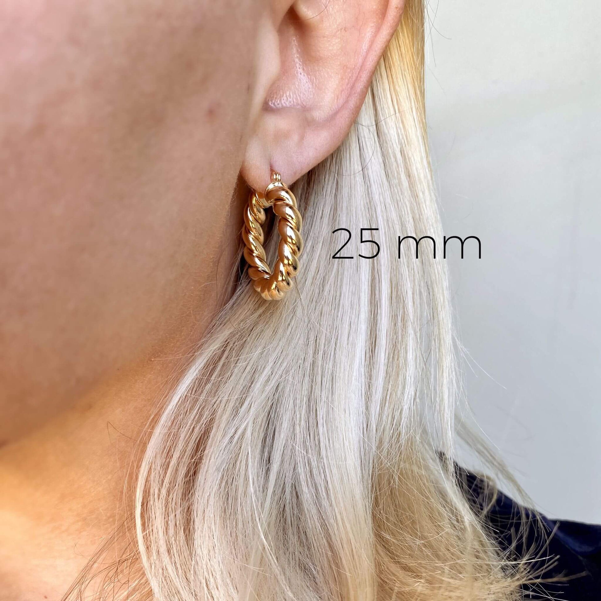 GoldFi 18k Gold Filled Twisted Tube Hoop Earrings - The Croissant Hoops