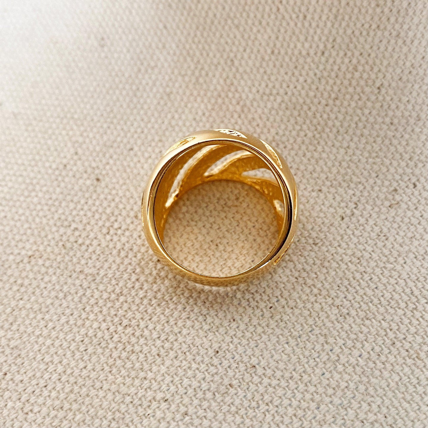 GoldFi 18k Gold Filled Wide Lines Ring