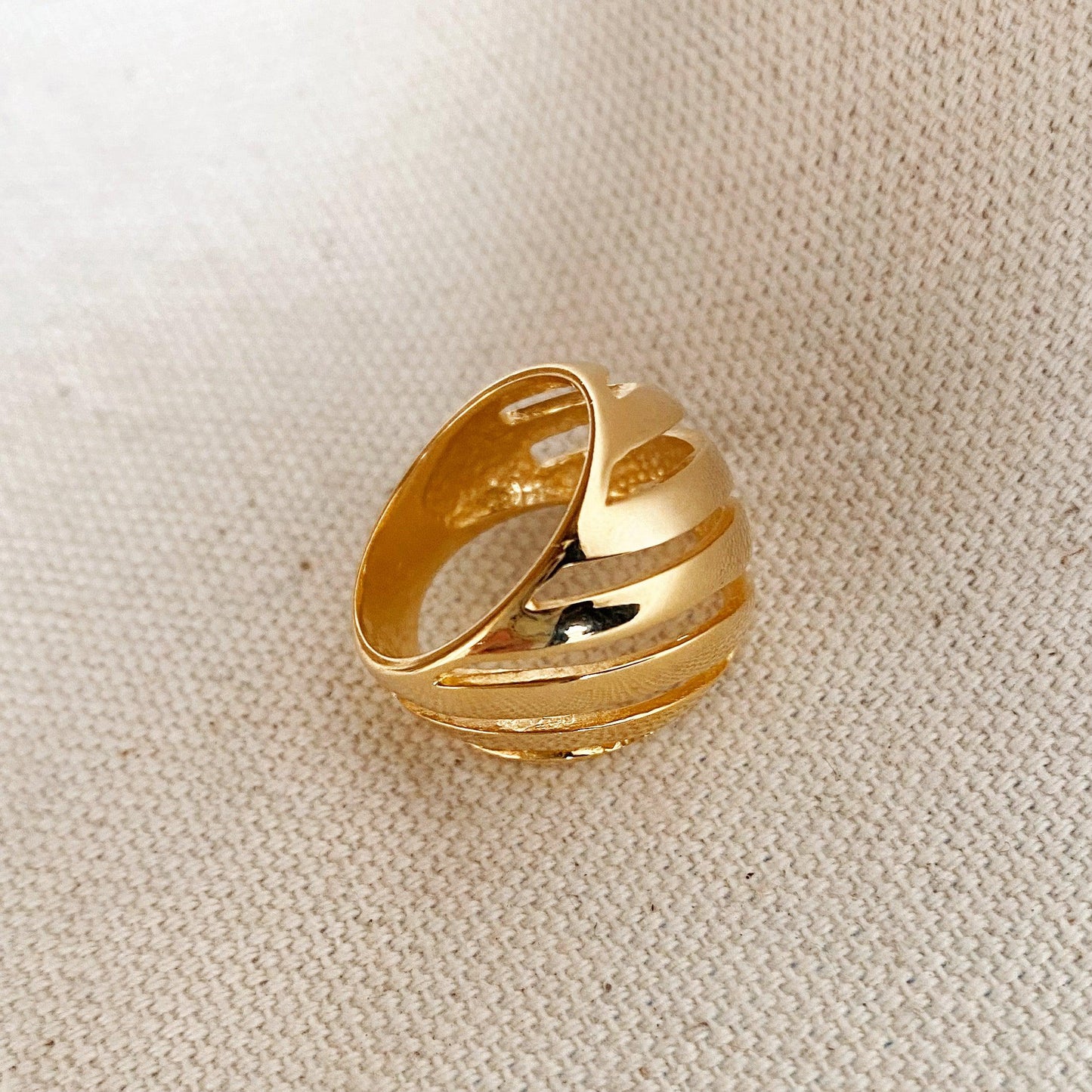 GoldFi 18k Gold Filled Wide Lines Ring