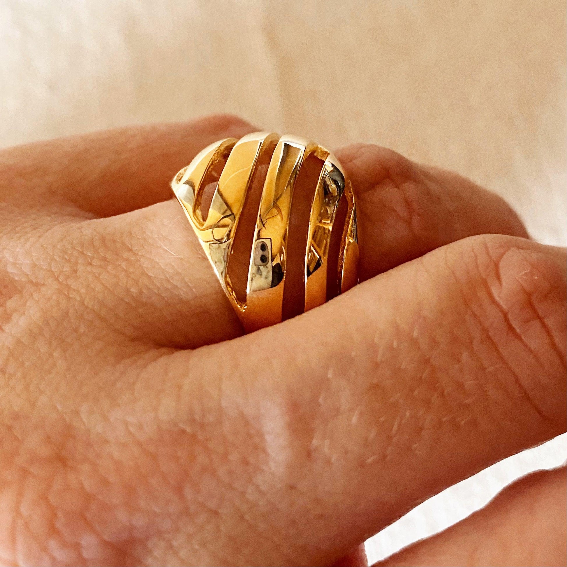 GoldFi 18k Gold Filled Wide Lines Ring