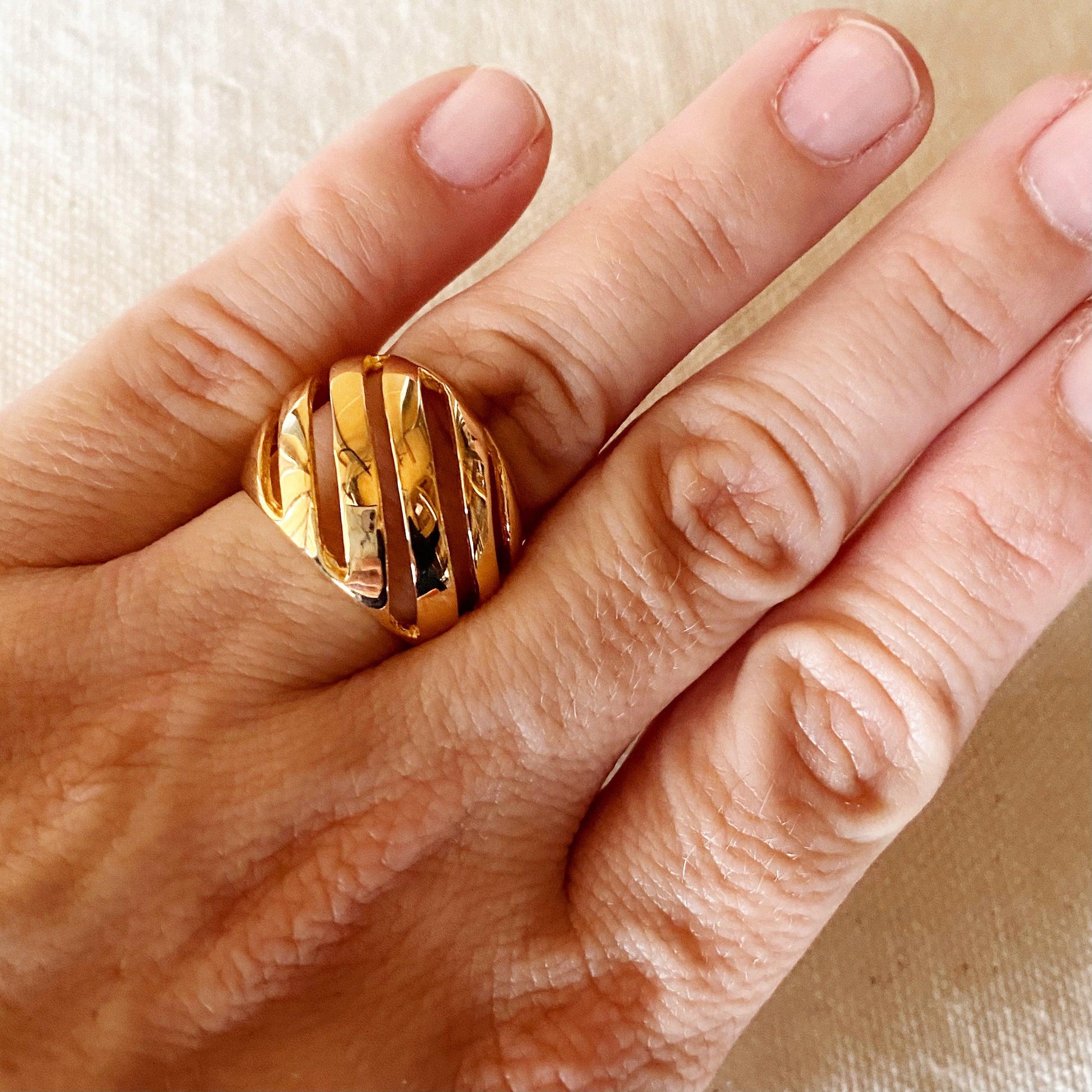 GoldFi 18k Gold Filled Wide Lines Ring