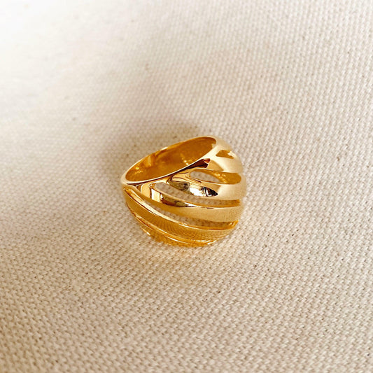 GoldFi 18k Gold Filled Wide Lines Ring