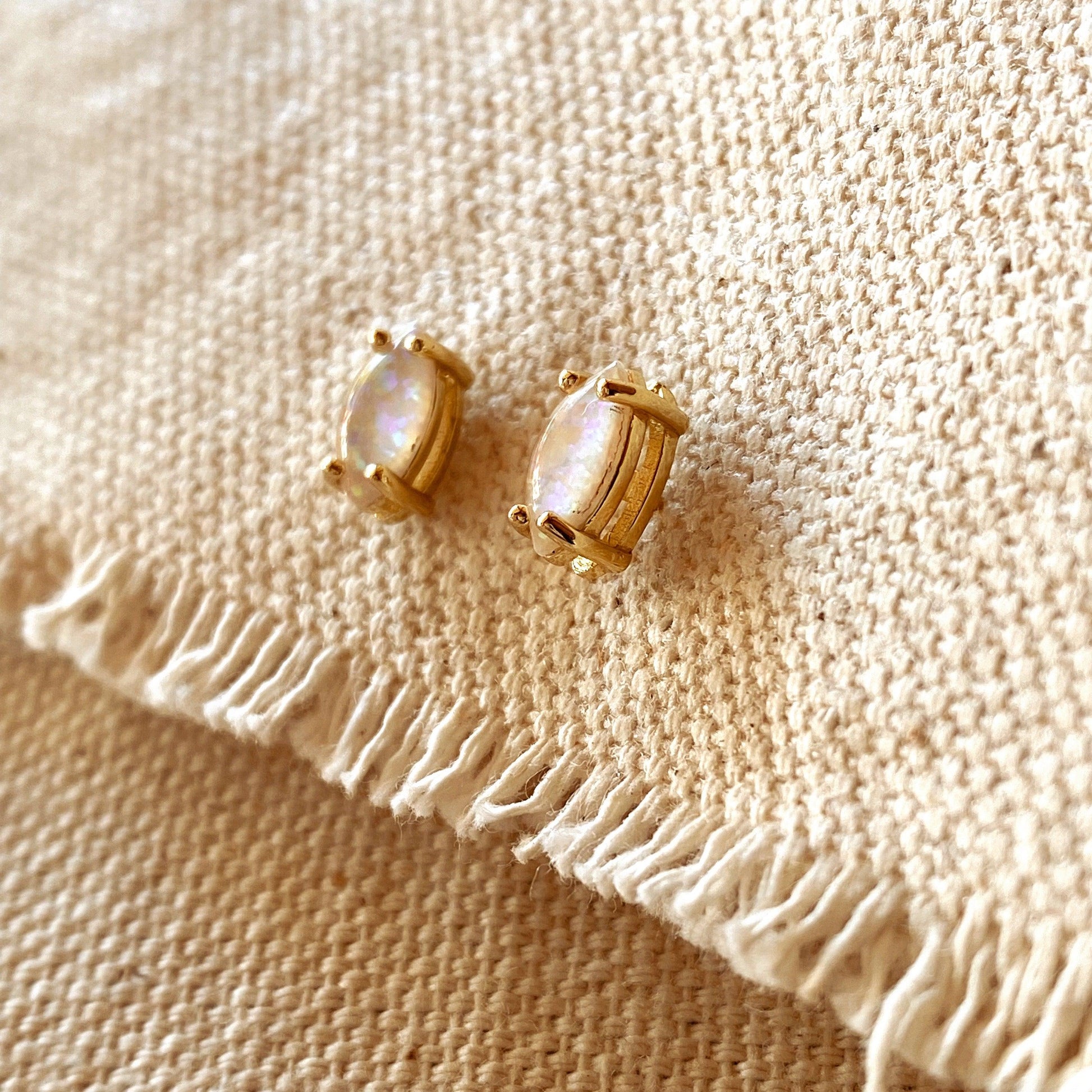 GoldFi 18k Gold Vermeil Opal Stud Earrings