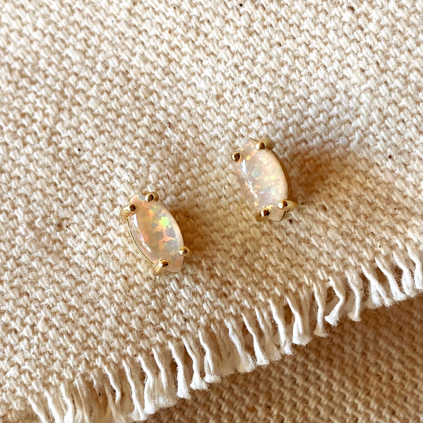 GoldFi 18k Gold Vermeil Opal Stud Earrings