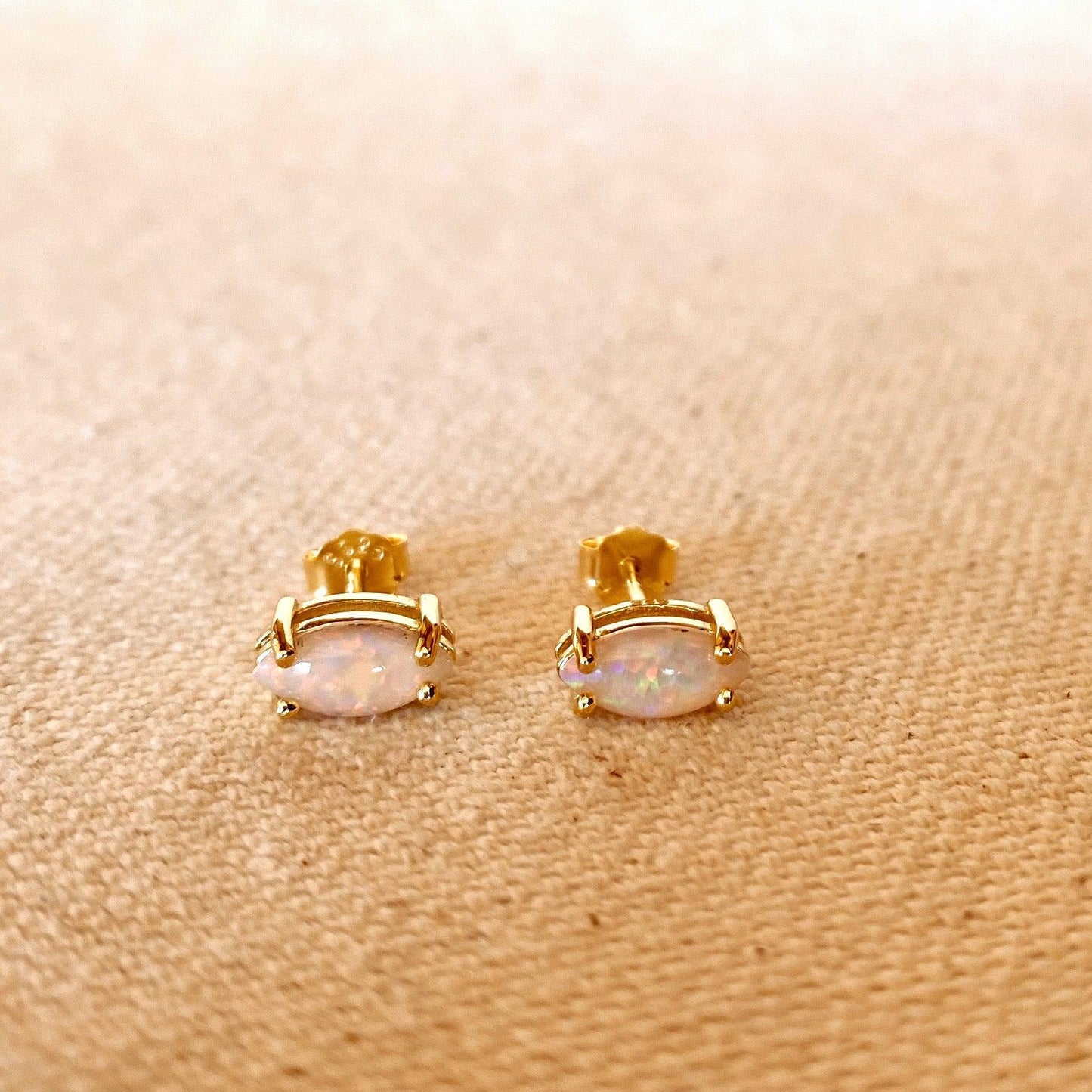 GoldFi 18k Gold Vermeil Opal Stud Earrings