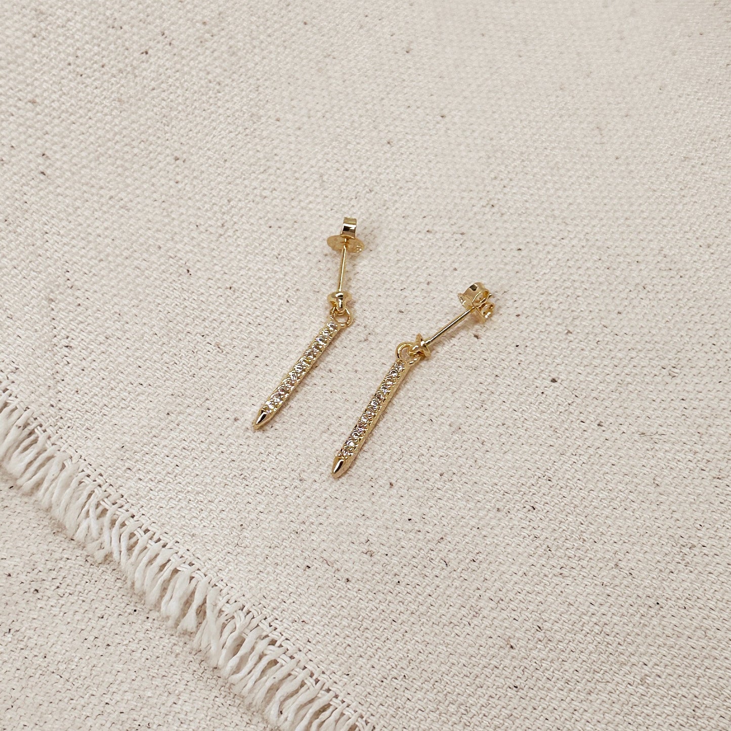 18k Gold Filled CZ Spear Drop Earrings