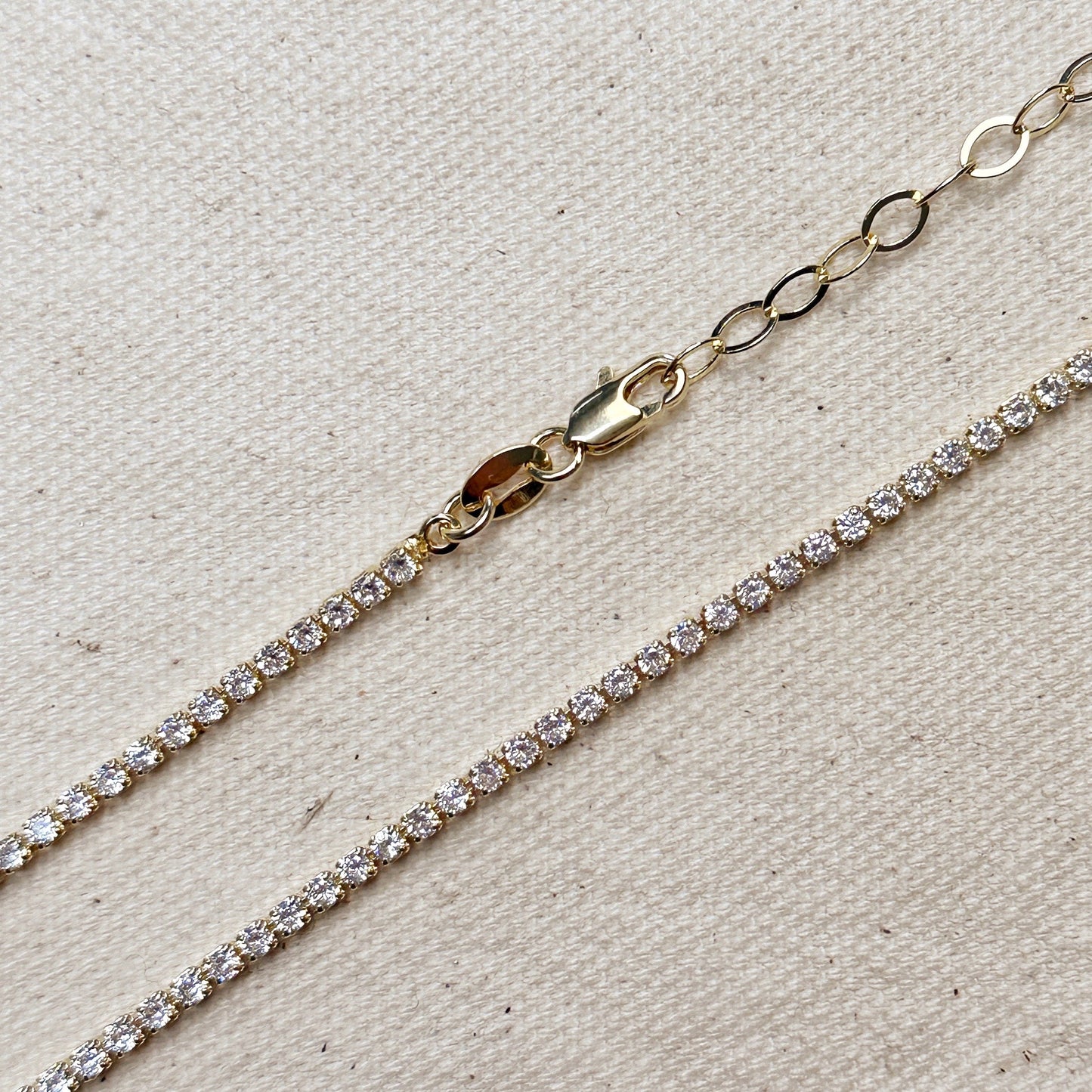 18k Gold Filled 2mm CZ Tennis Necklace