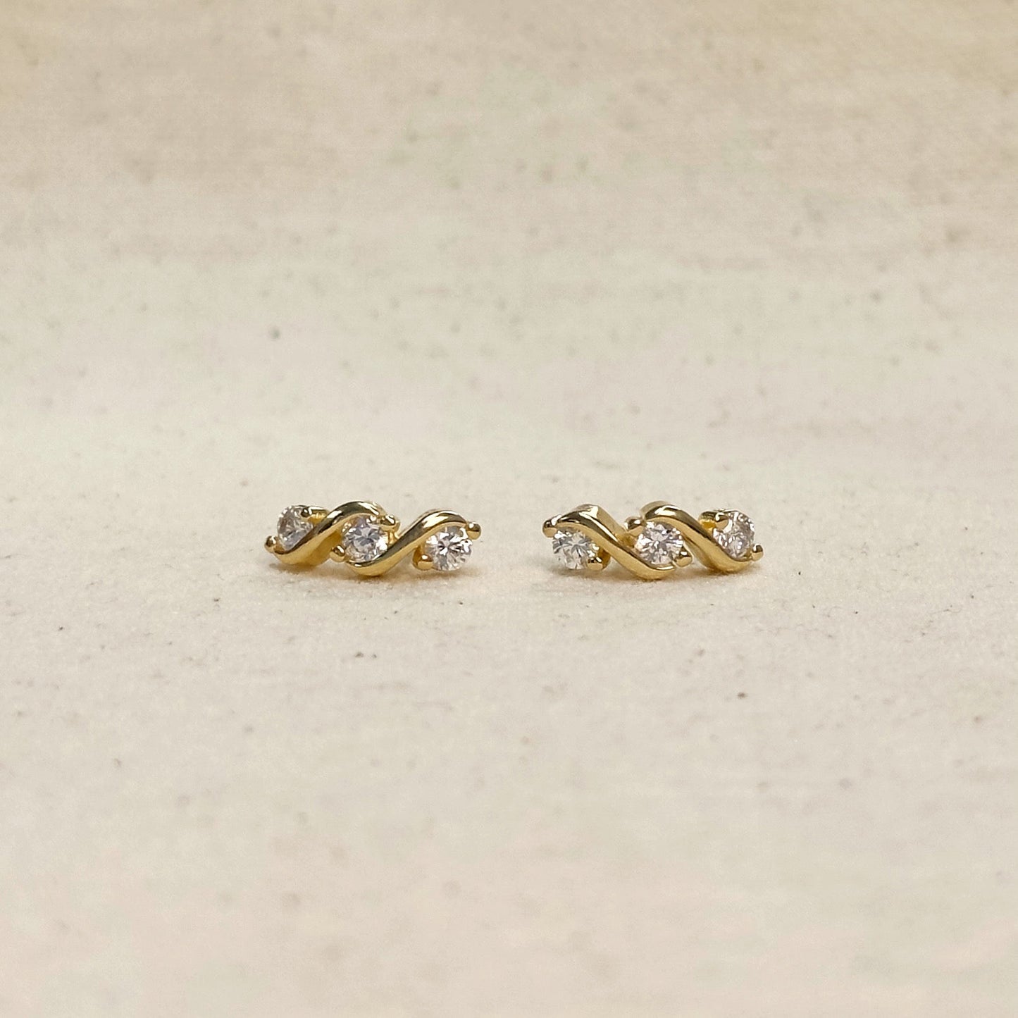 18k Gold Filled Tipple CZ Stud Earrings