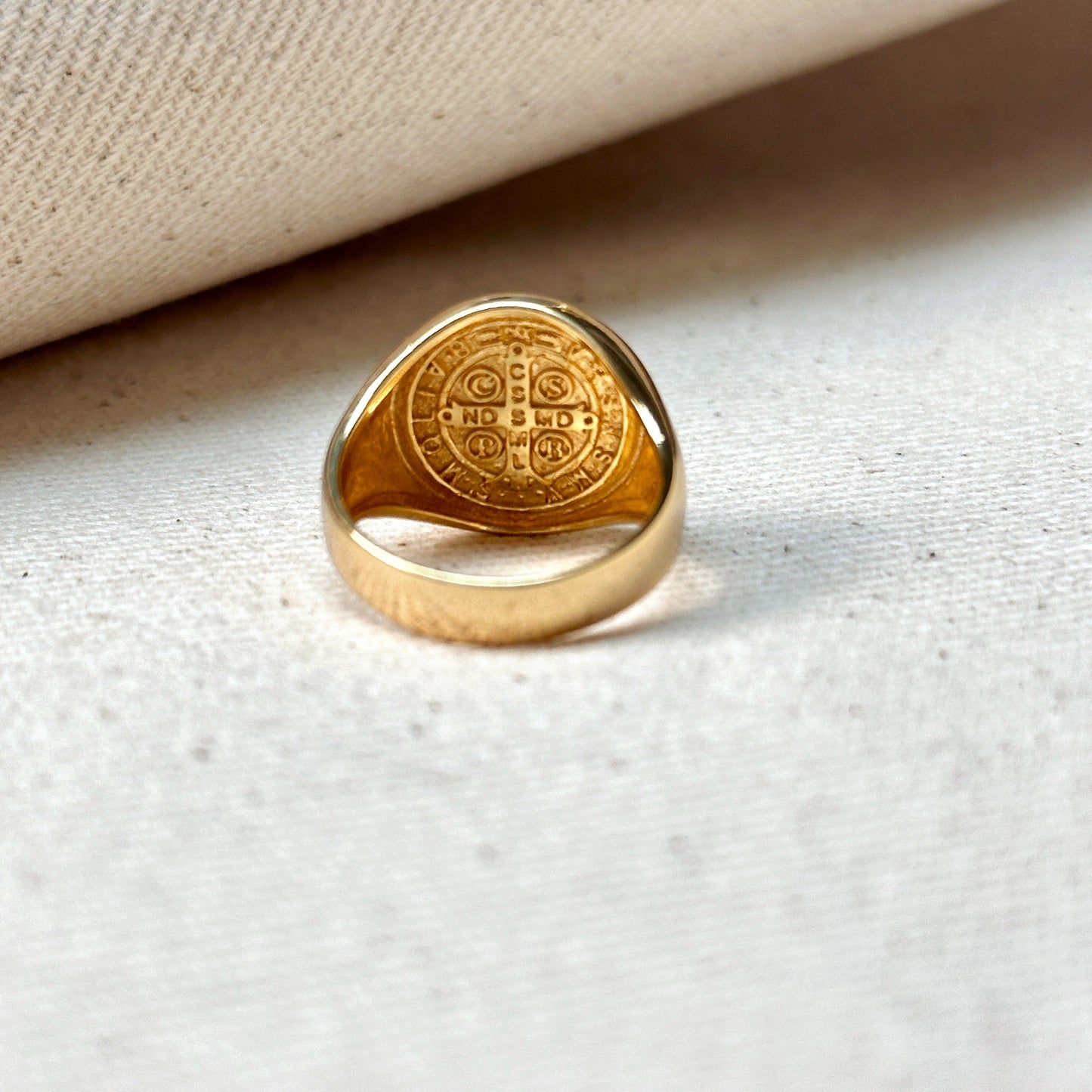 18k Gold Filled Saint Benedict Signet Ring