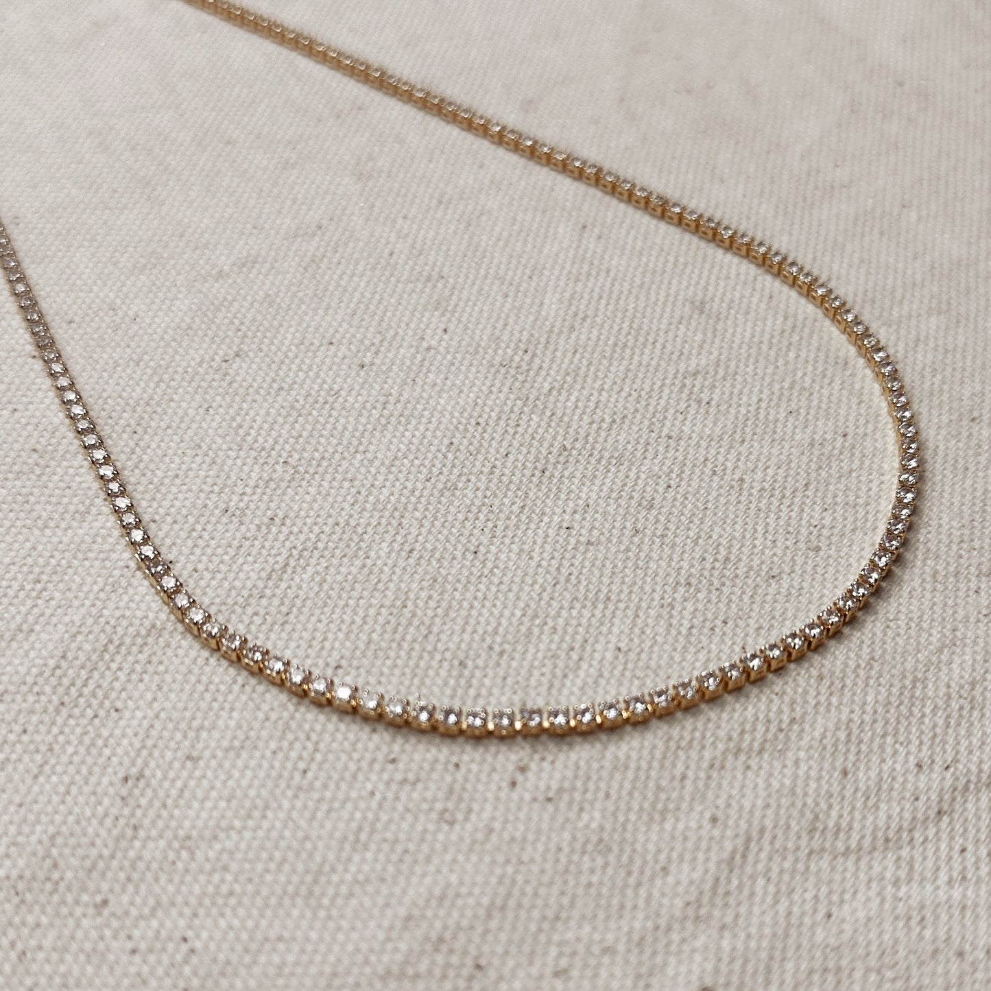 18k Gold Filled 2mm CZ Tennis Necklace