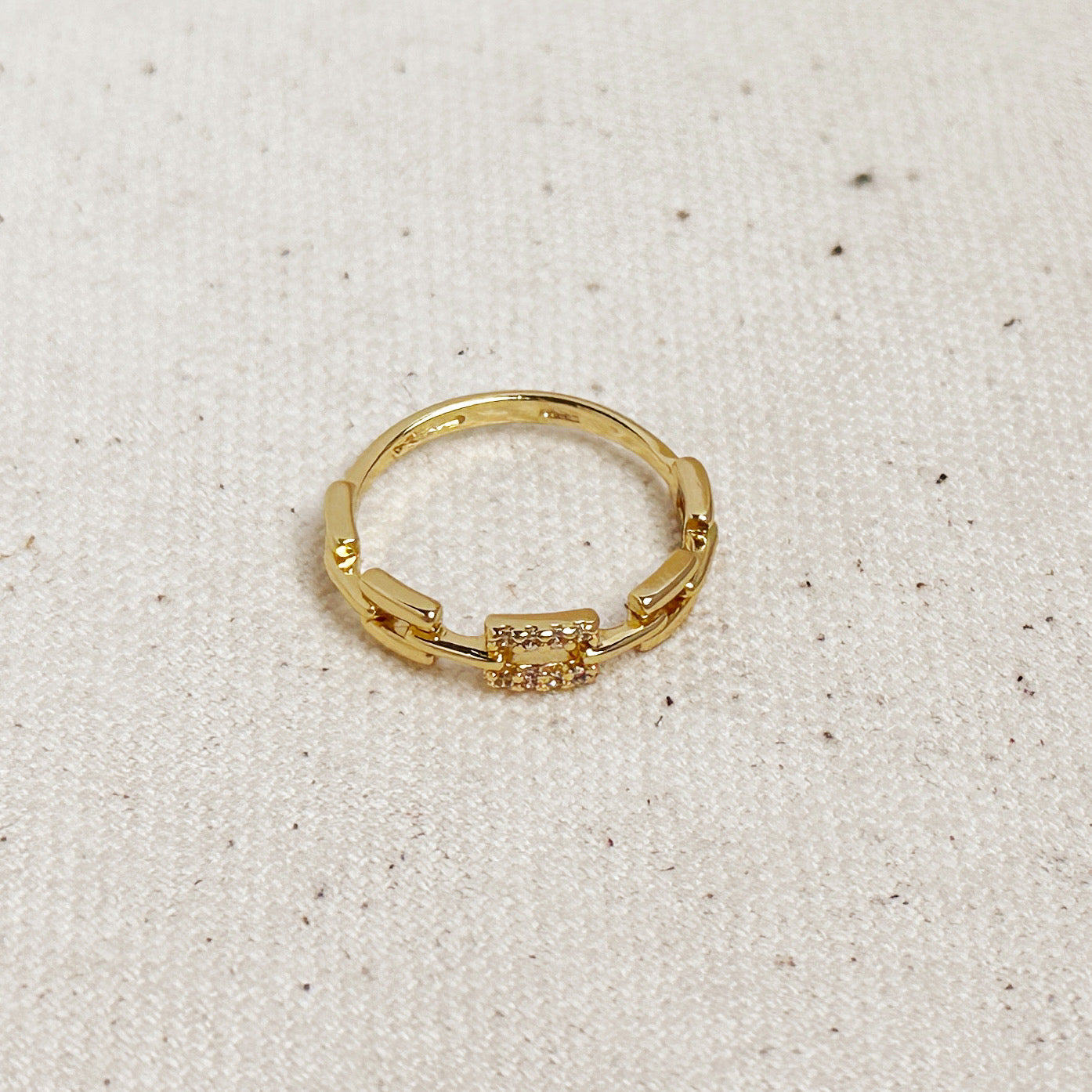 18k Gold Filled Chain Link CZ Ring