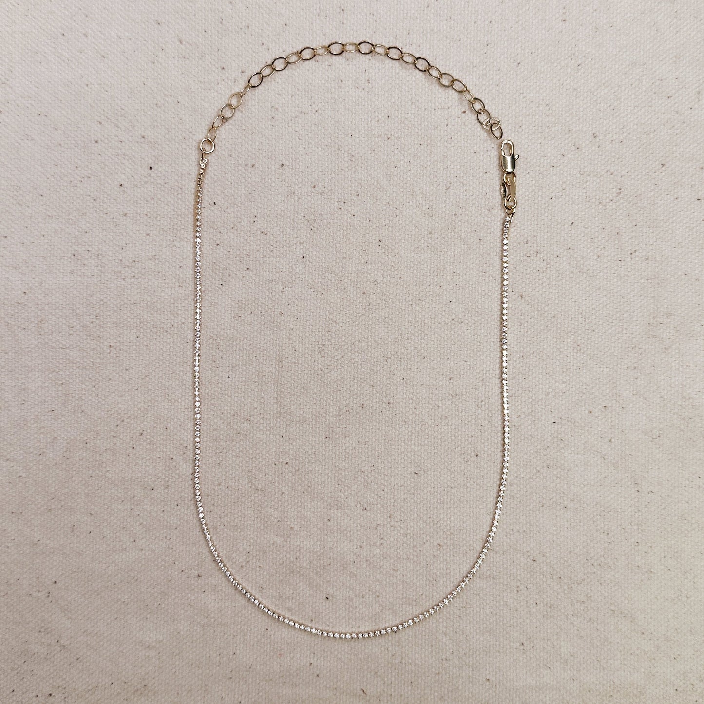 18k Gold Filled 1.2mm CZ Tennis Necklace