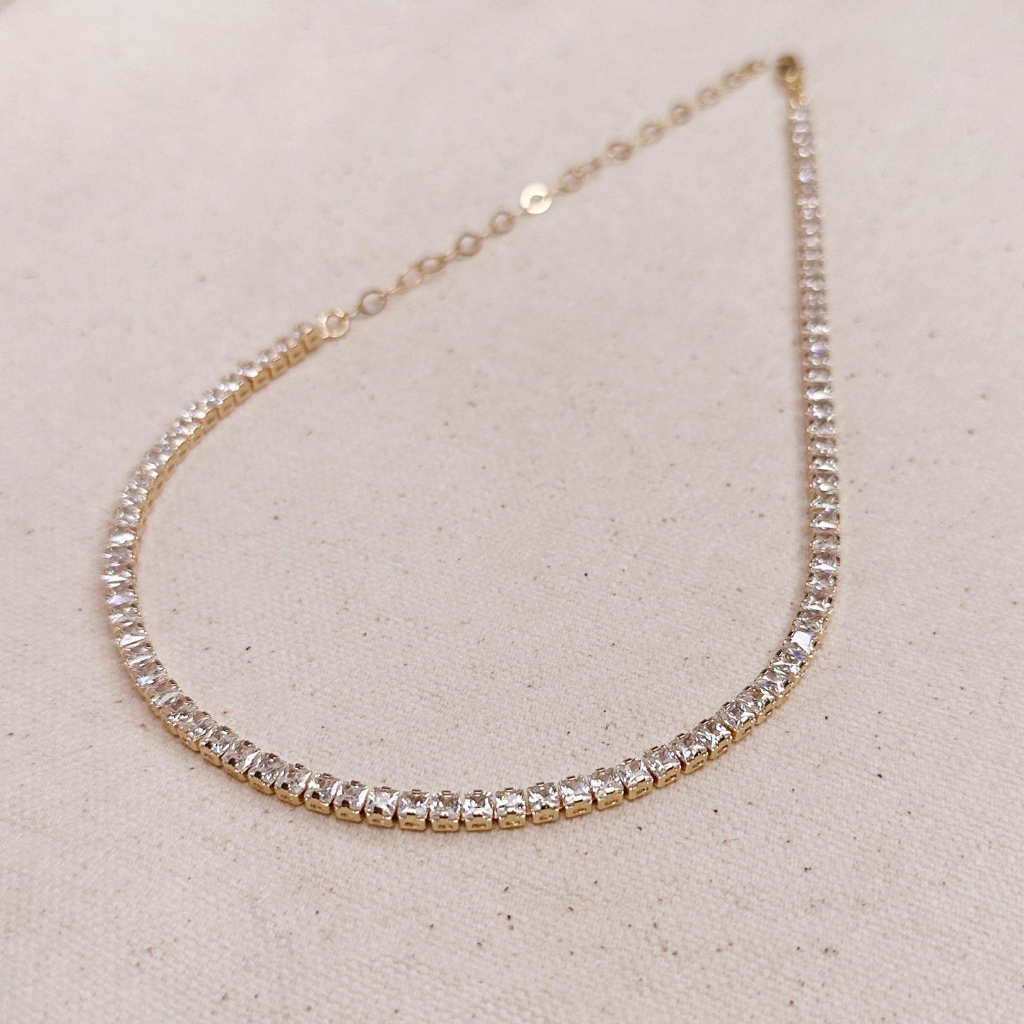 18k Gold Filled 3mm CZ Tennis Necklace