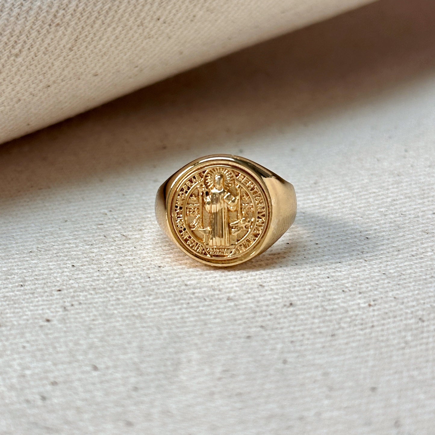 18k Gold Filled Saint Benedict Signet Ring