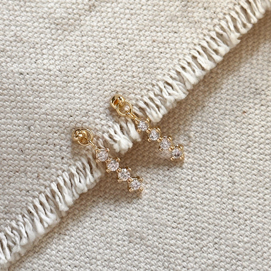 18k Gold Filled 4 CZ Dangling Earrings