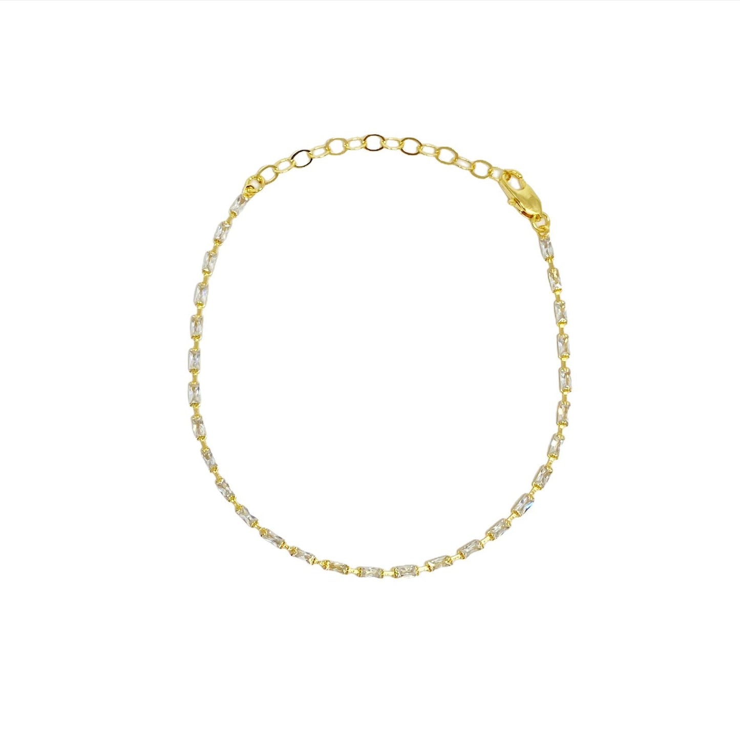 GoldFi Anklet 18k Gold Filled In Crystal Baguette