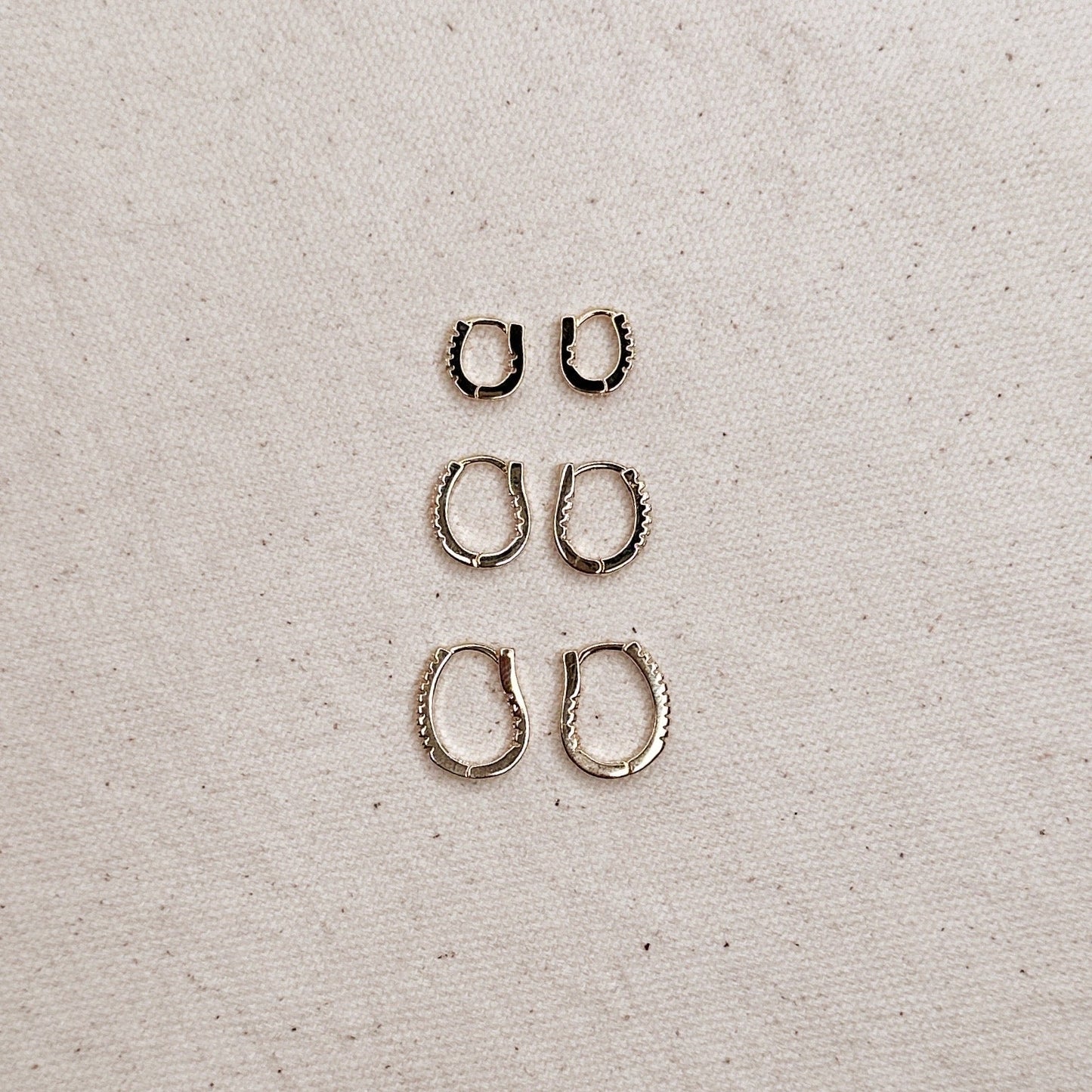 U Shape In & Out CZ Clicker Hoop Earrings