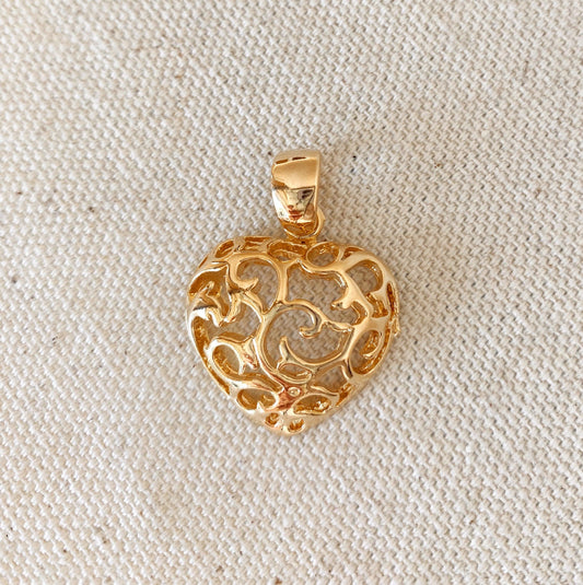 GoldFi Bohemian Heart Pendant in 18k Gold Filled