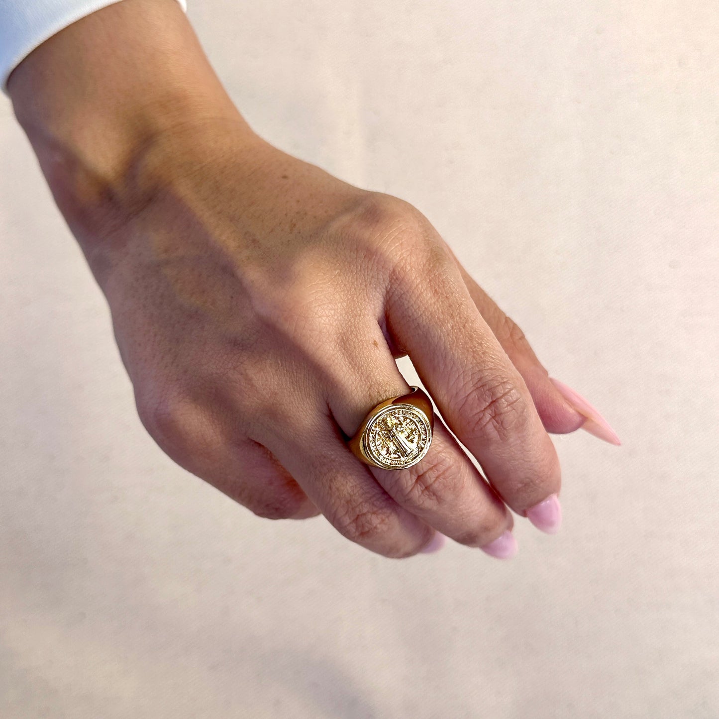 18k Gold Filled Saint Benedict Signet Ring