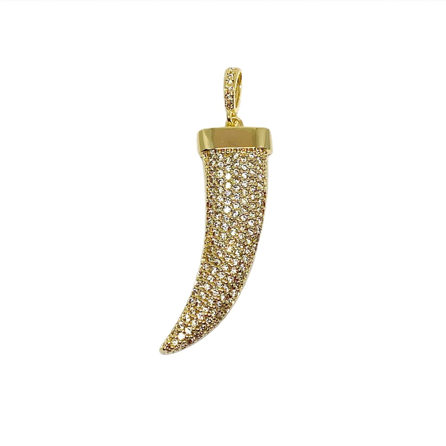 GoldFi Clear Cubic Zirconia Tusk Pendant Made of 18k Gold Filled