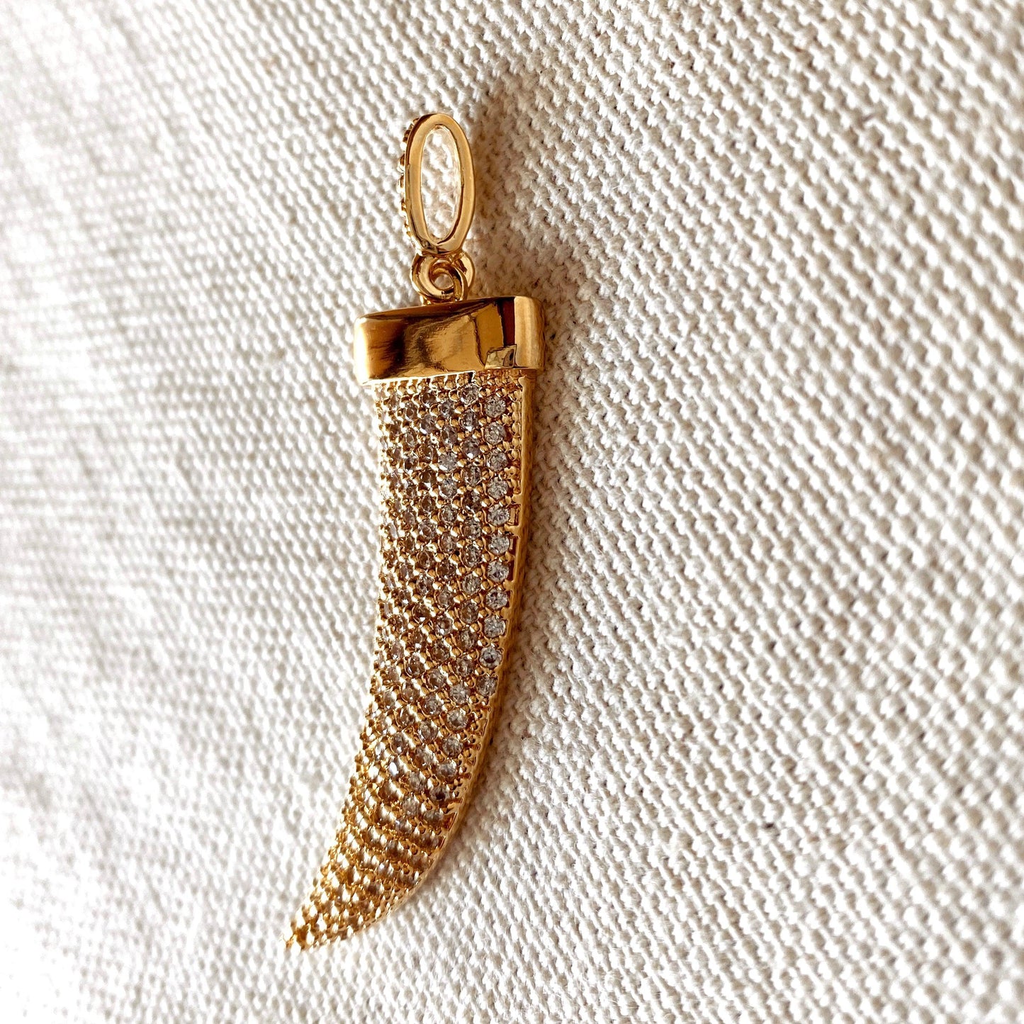 GoldFi Clear Cubic Zirconia Tusk Pendant Made of 18k Gold Filled