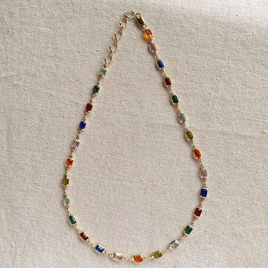 GoldFi Complete Set Of 18k Gold Filled Multicolor Necklace, Bracelet And Anklet For Wholesale