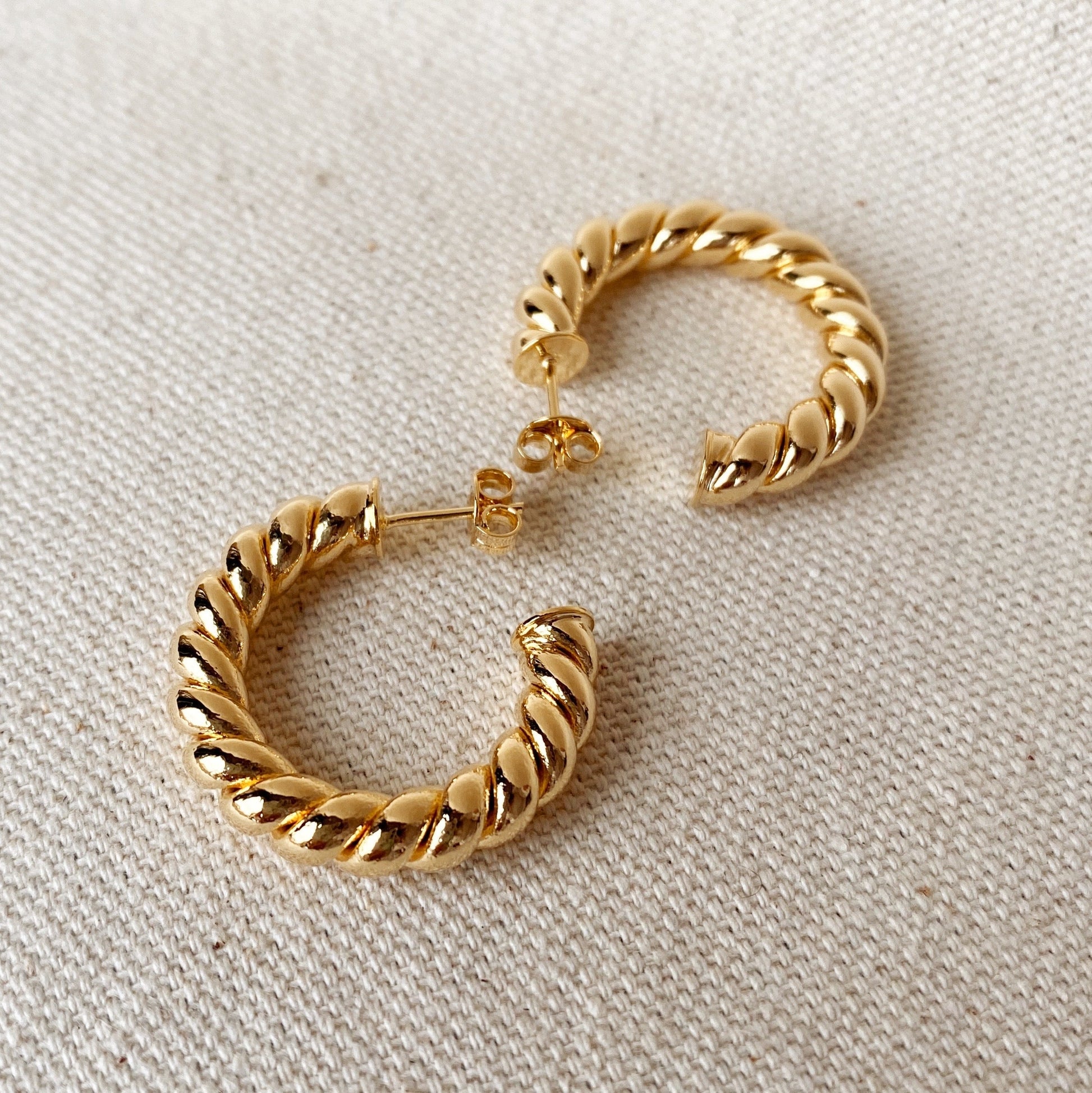 GoldFi Croissant Twisted C Hoop Earrings