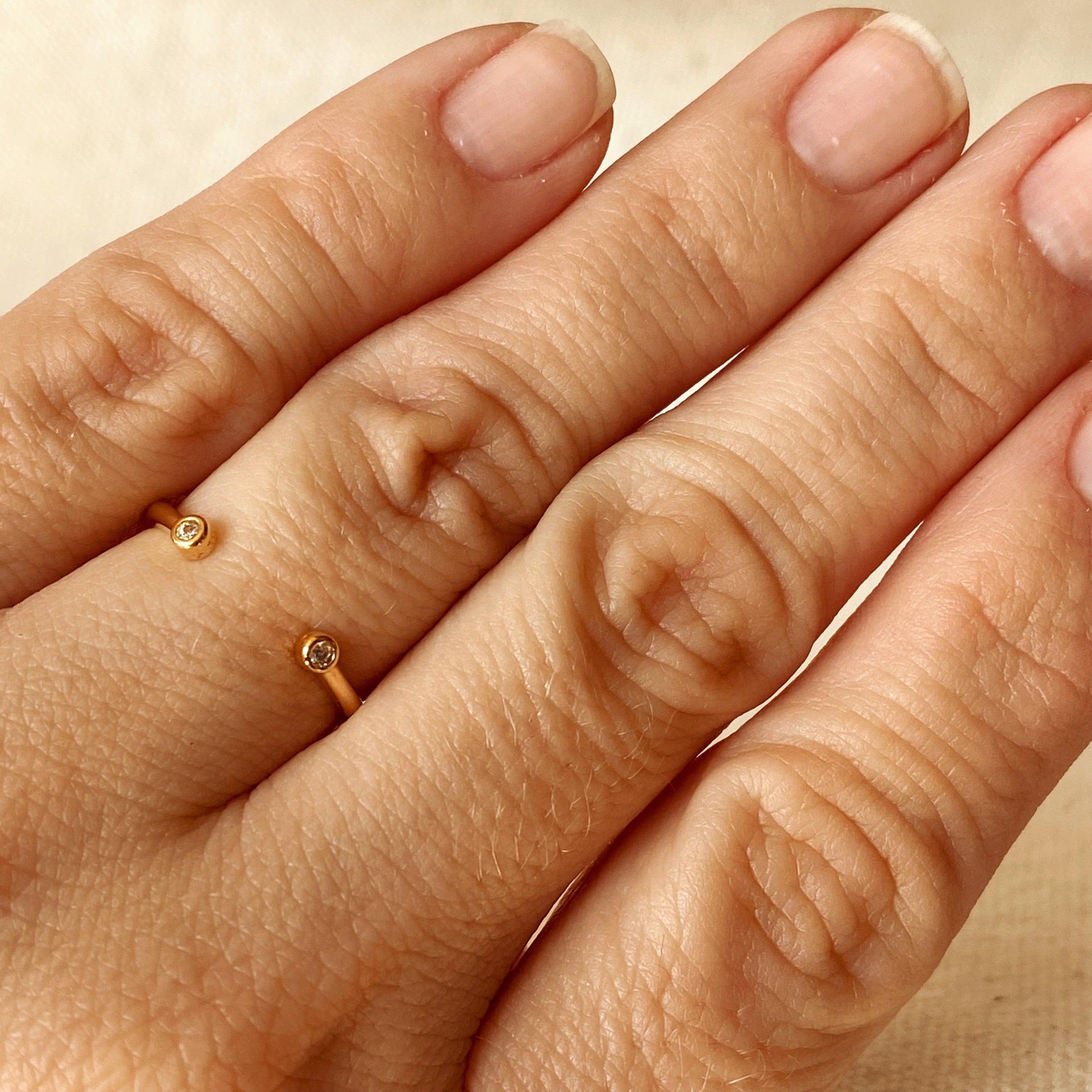 GoldFi Dainty 18k Gold Filled Open Ring with Micro Bezel Zirconia