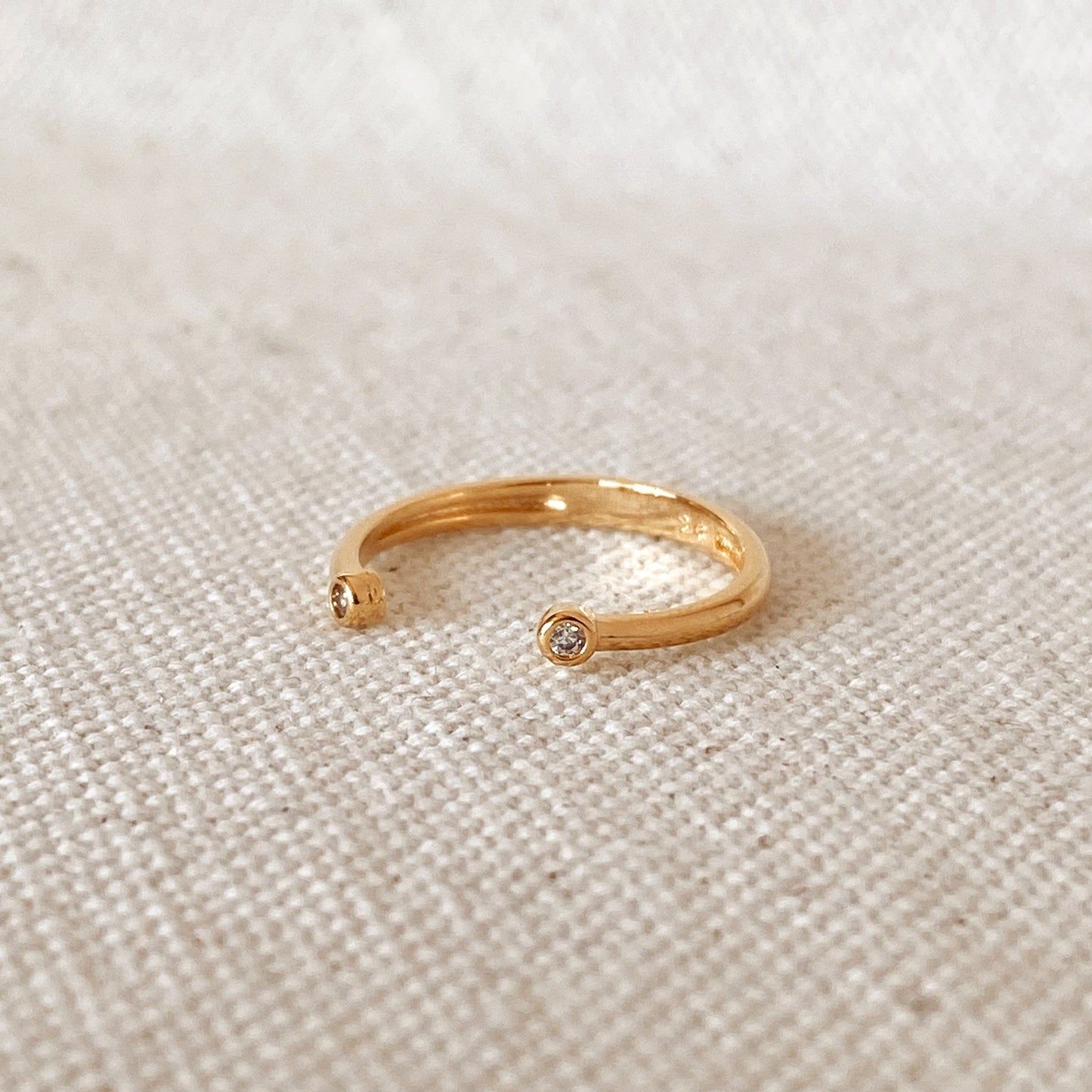 GoldFi Dainty 18k Gold Filled Open Ring with Micro Bezel Zirconia