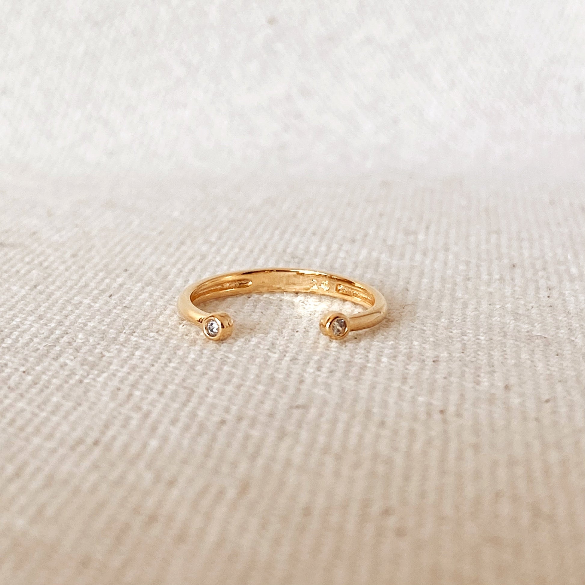 GoldFi Dainty 18k Gold Filled Open Ring with Micro Bezel Zirconia