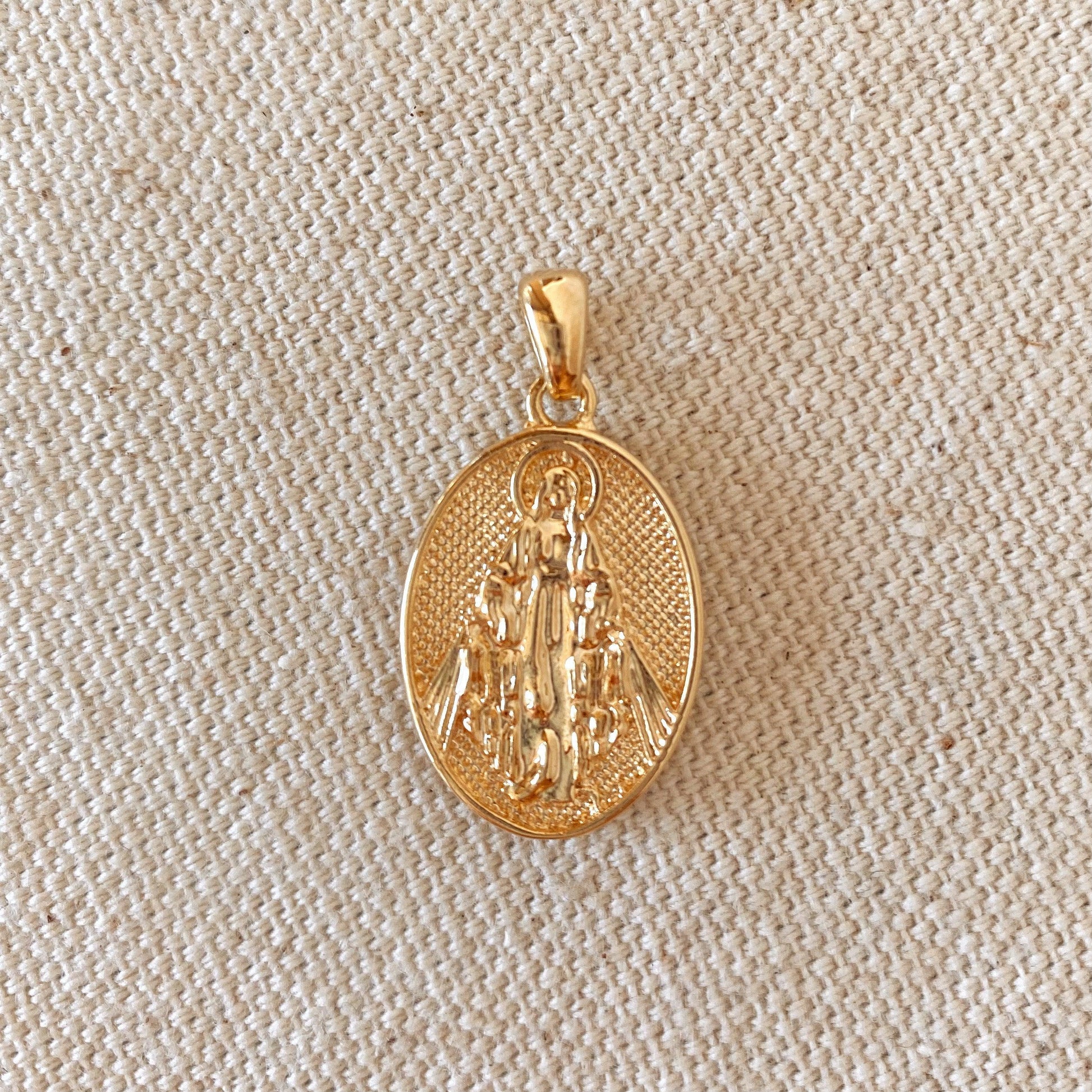 GoldFi Double Sided 18k Gold Filled Lady Mother of Grace Pendant