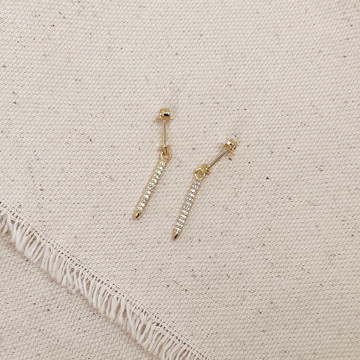 18k Gold Filled CZ Spear Drop Earrings