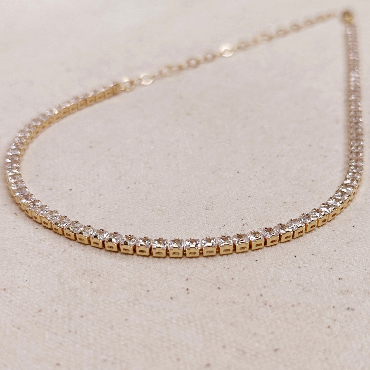 18k Gold Filled 3mm CZ Tennis Necklace