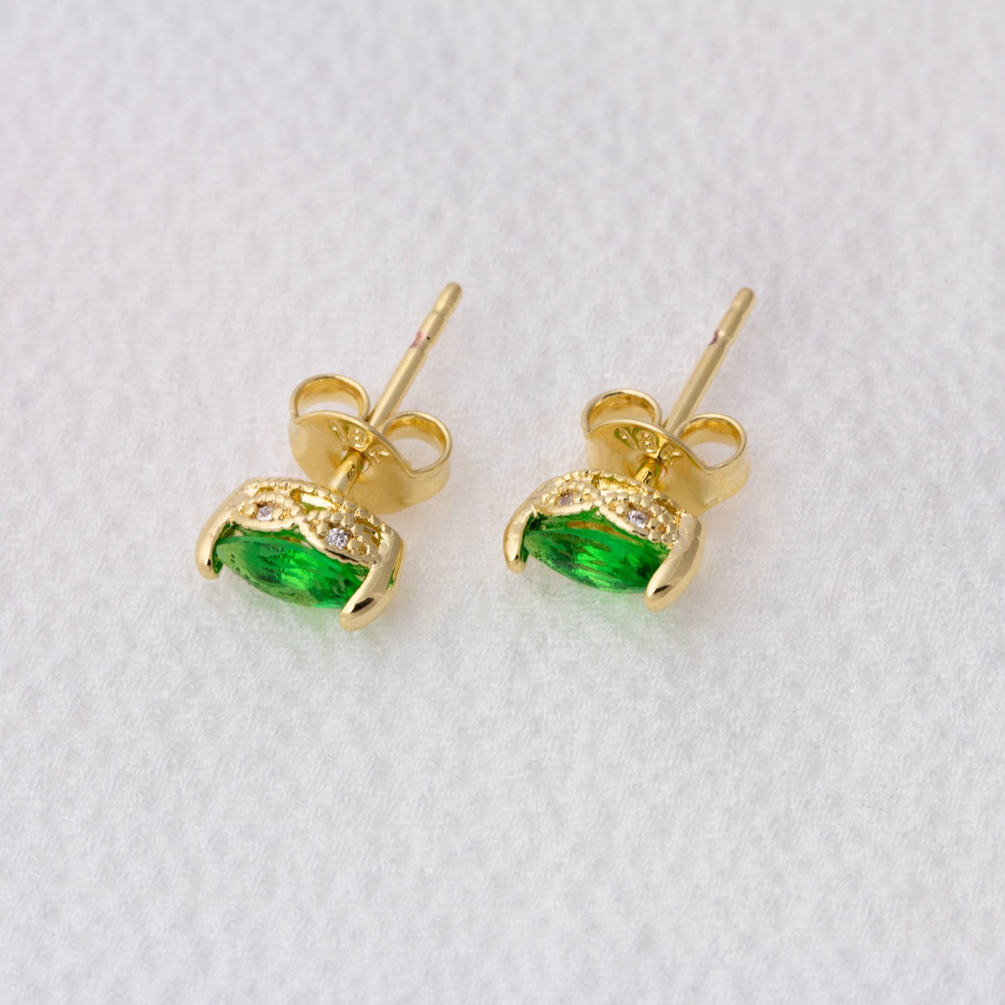 Vintage Marquise Emerald Stackable Earrings