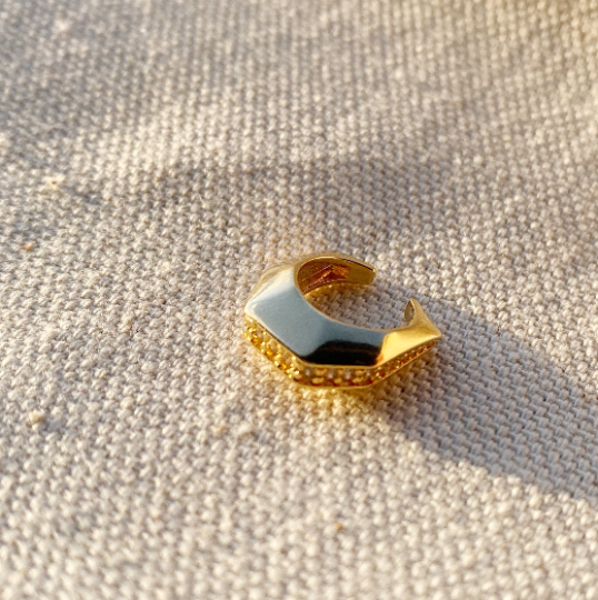 Heptagon Shape 18k Gold Filled Ear Cuff With Cubic Zirconia Wholesale ArtBossa