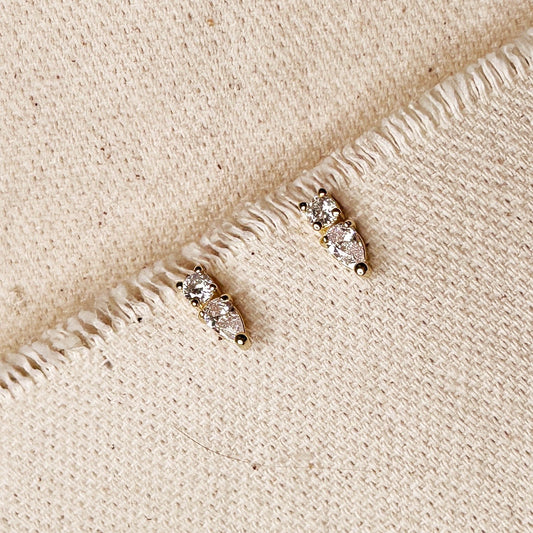 Mini CZ Drop Stud Earrings