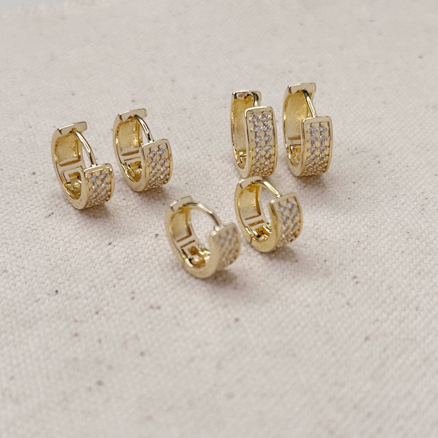 Wide CZ Clicker Hoop Earrings