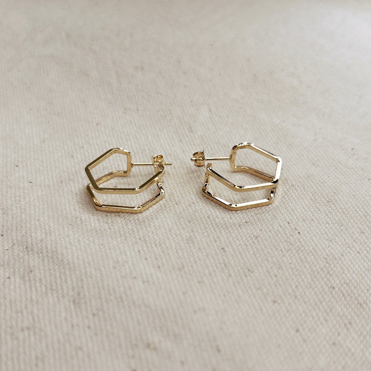 18k Gold Filled Double Wire Geometric C Hoop Earrings