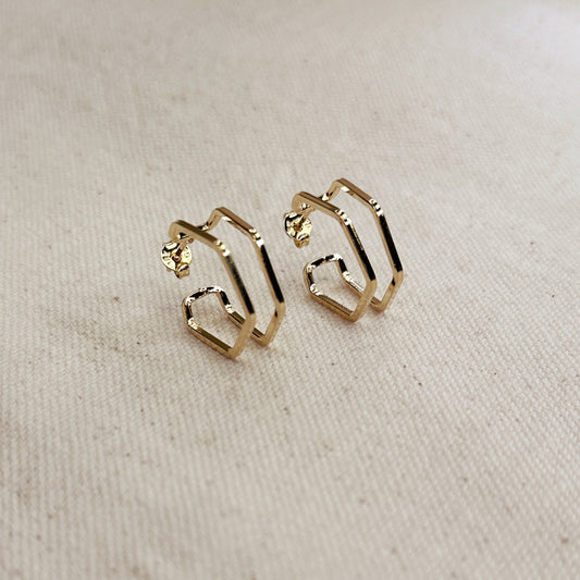 18k Gold Filled Double Wire Geometric C Hoop Earrings