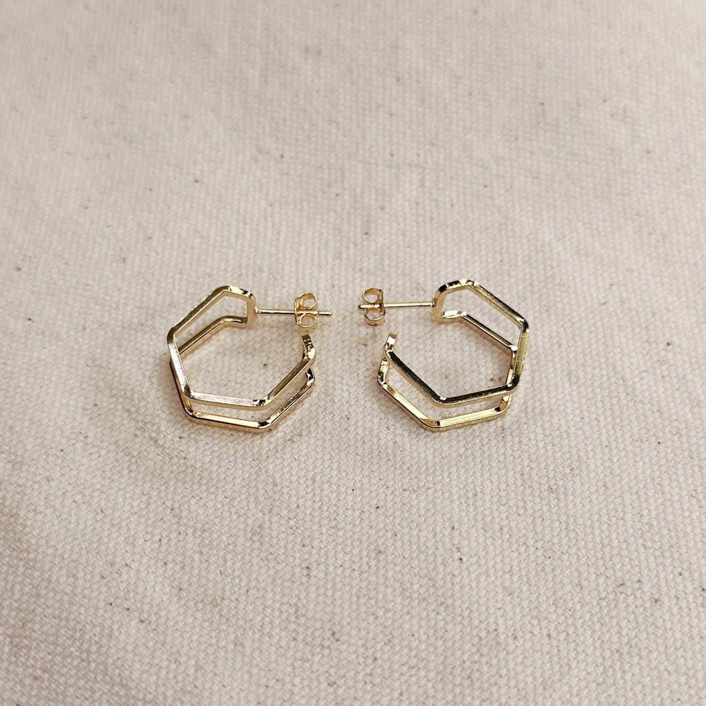 18k Gold Filled Double Wire Geometric C Hoop Earrings