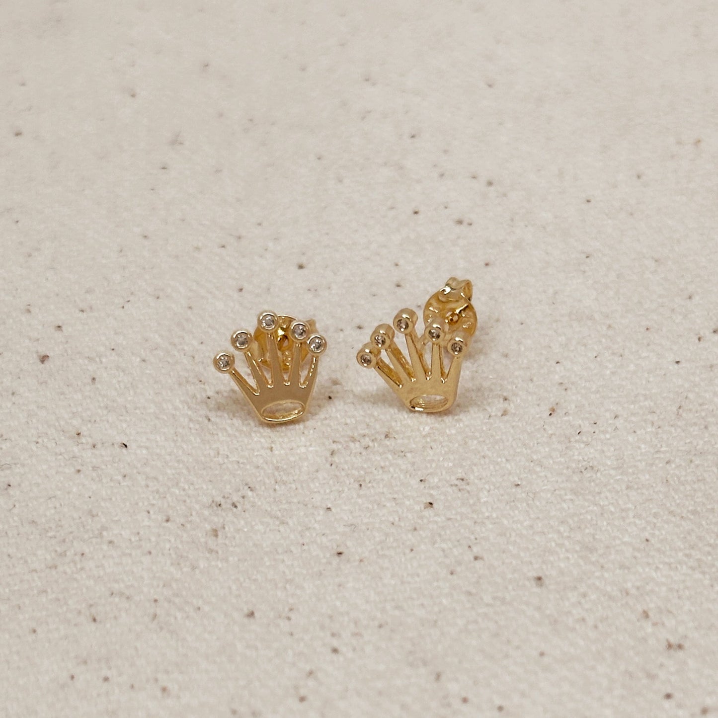 18k Gold Filled Crown CZ Stud Earrings