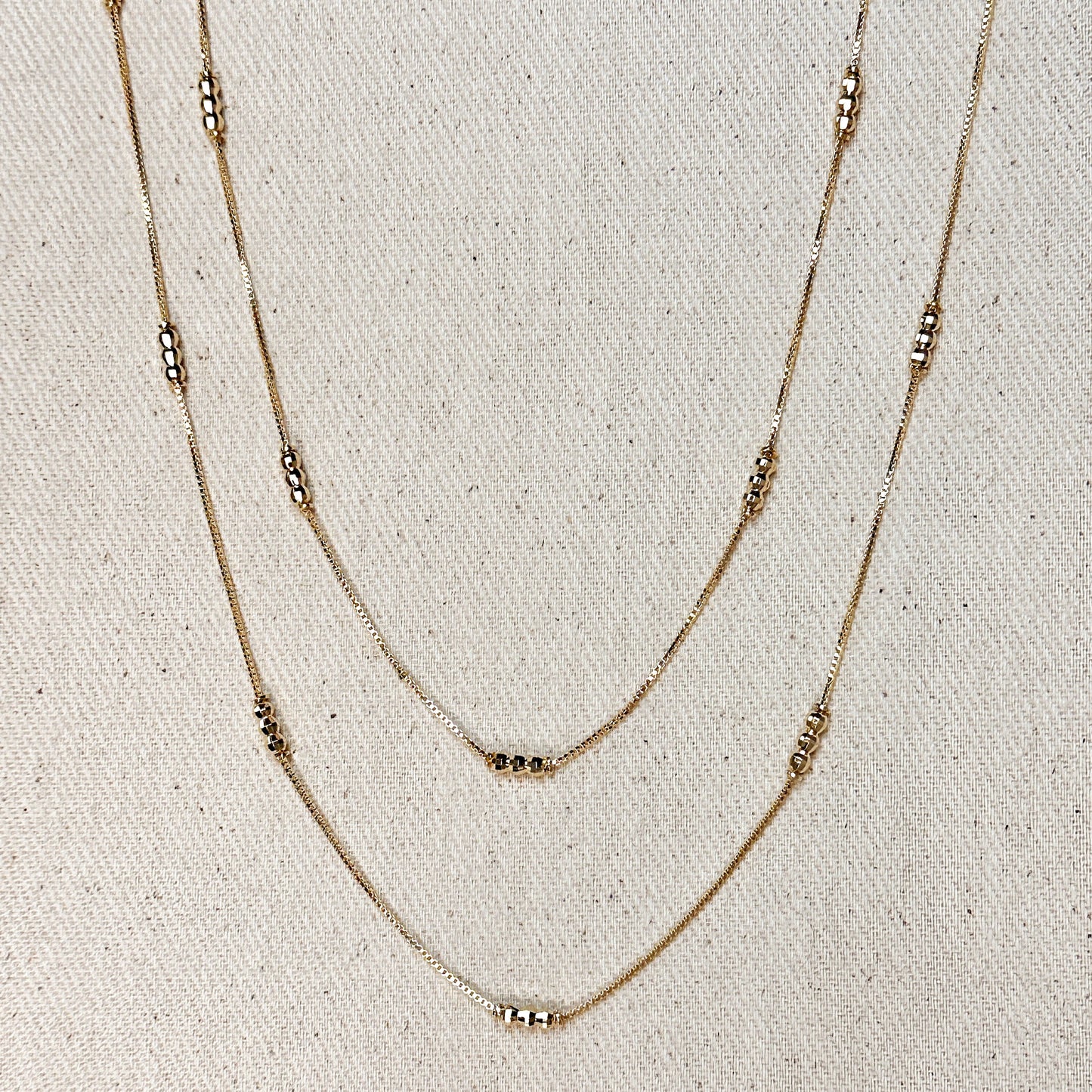 18k Gold Filled Bead Detailed Box Chain