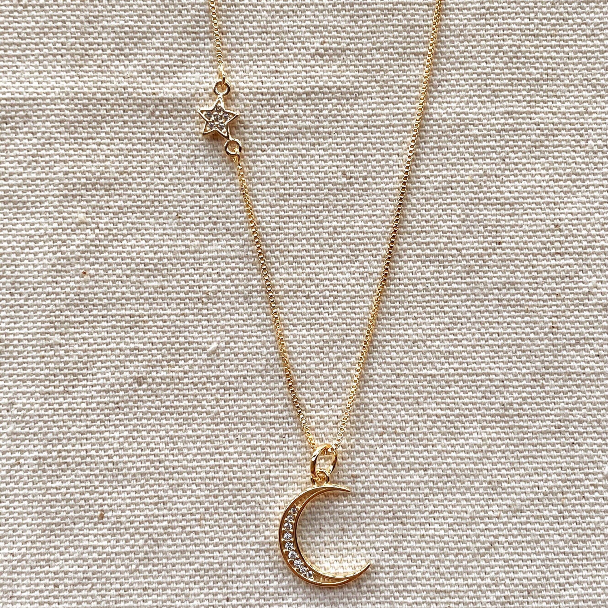 GoldFi Moon and Star Necklace 18k Gold Filled