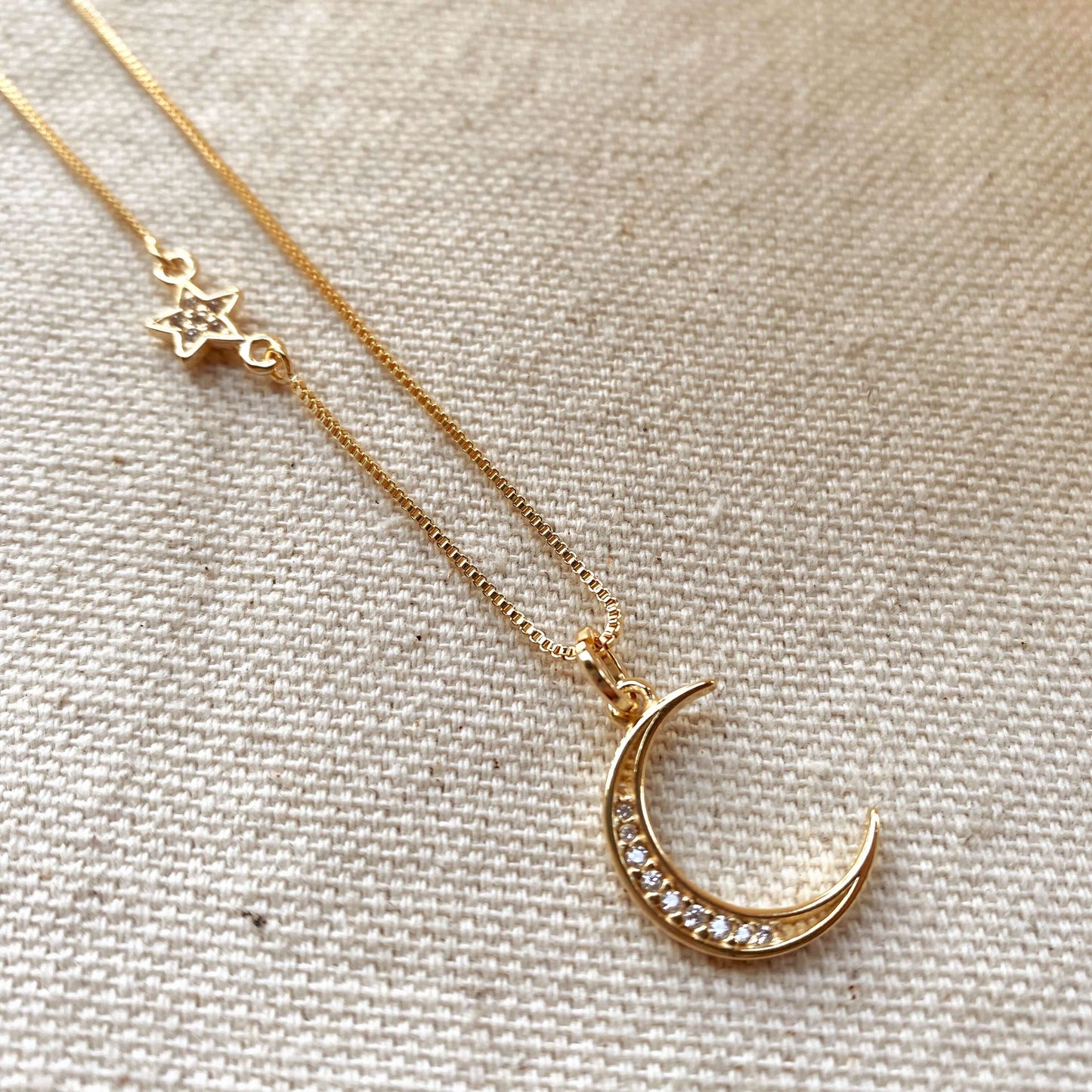 GoldFi Moon and Star Necklace 18k Gold Filled