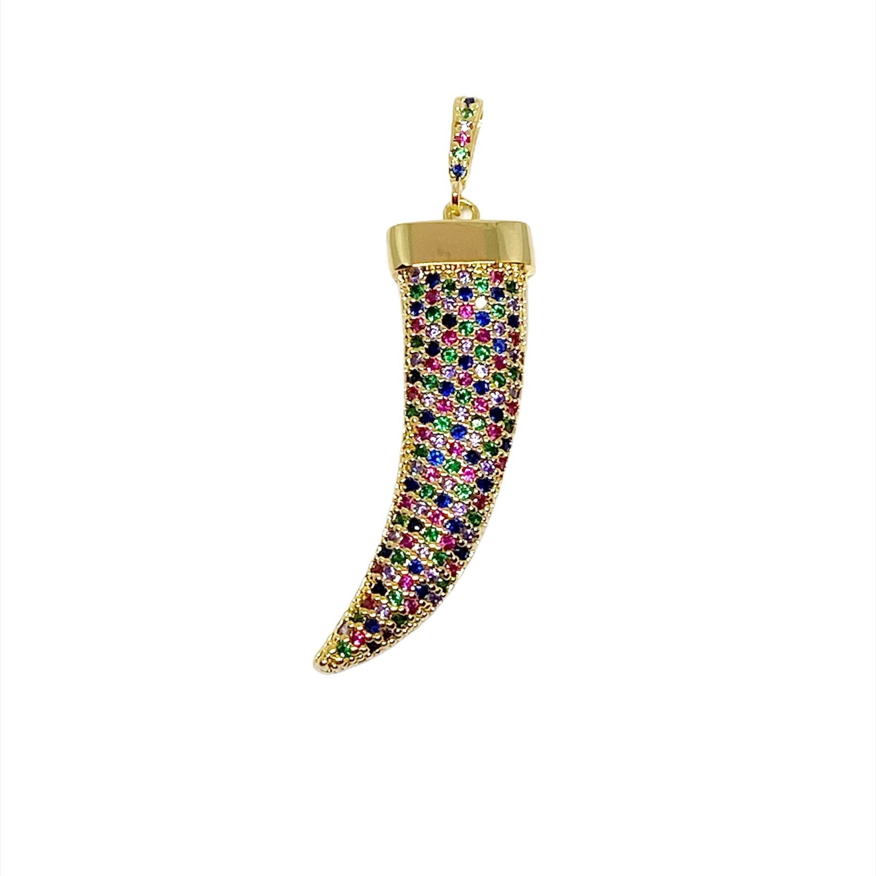 GoldFi Multicolor Cubic Zirconia Tusk Pendant Made of 18k Gold Filled