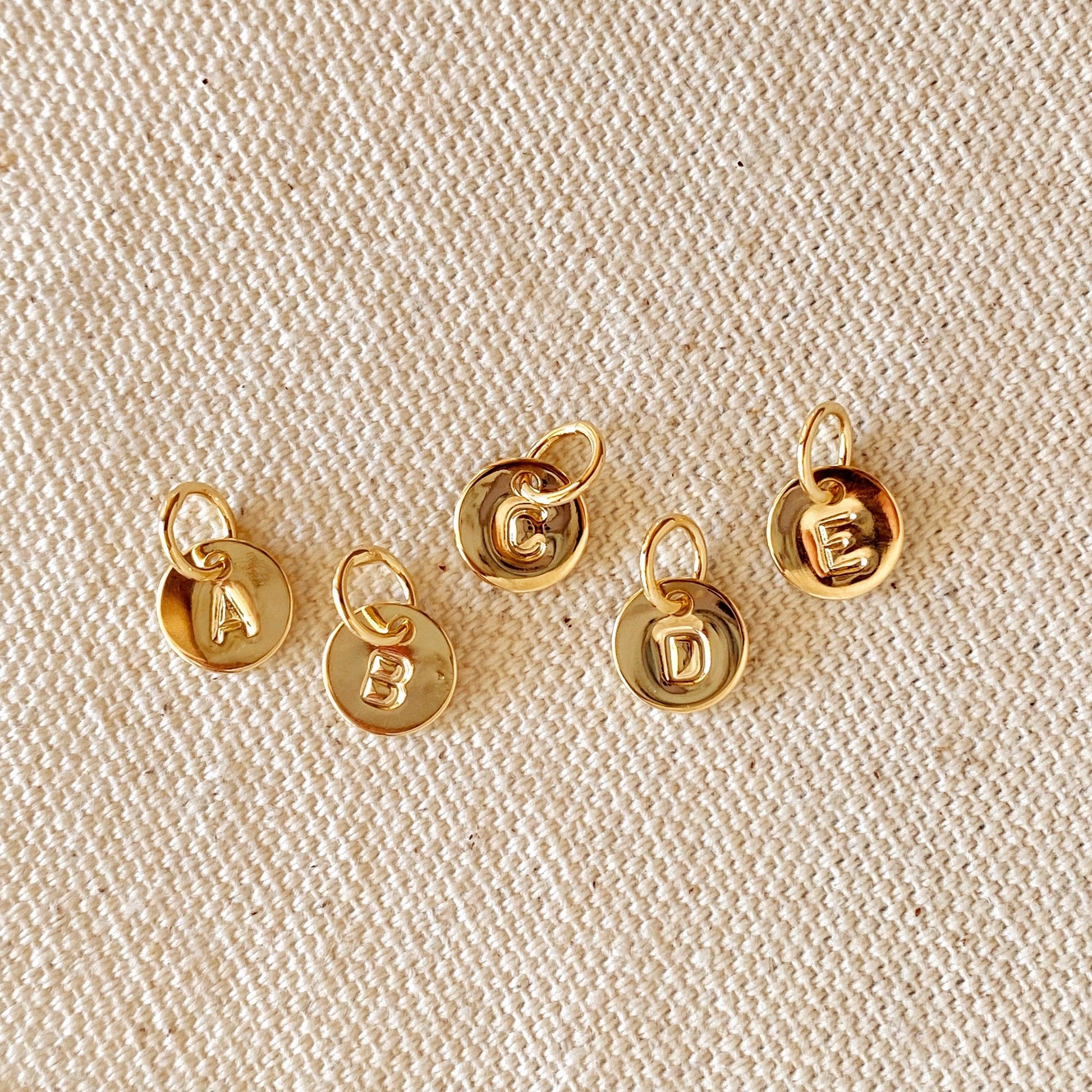 GoldFi Stamped Tiny Initial Letter Charm in 18k Gold Filled Complete Alphabet