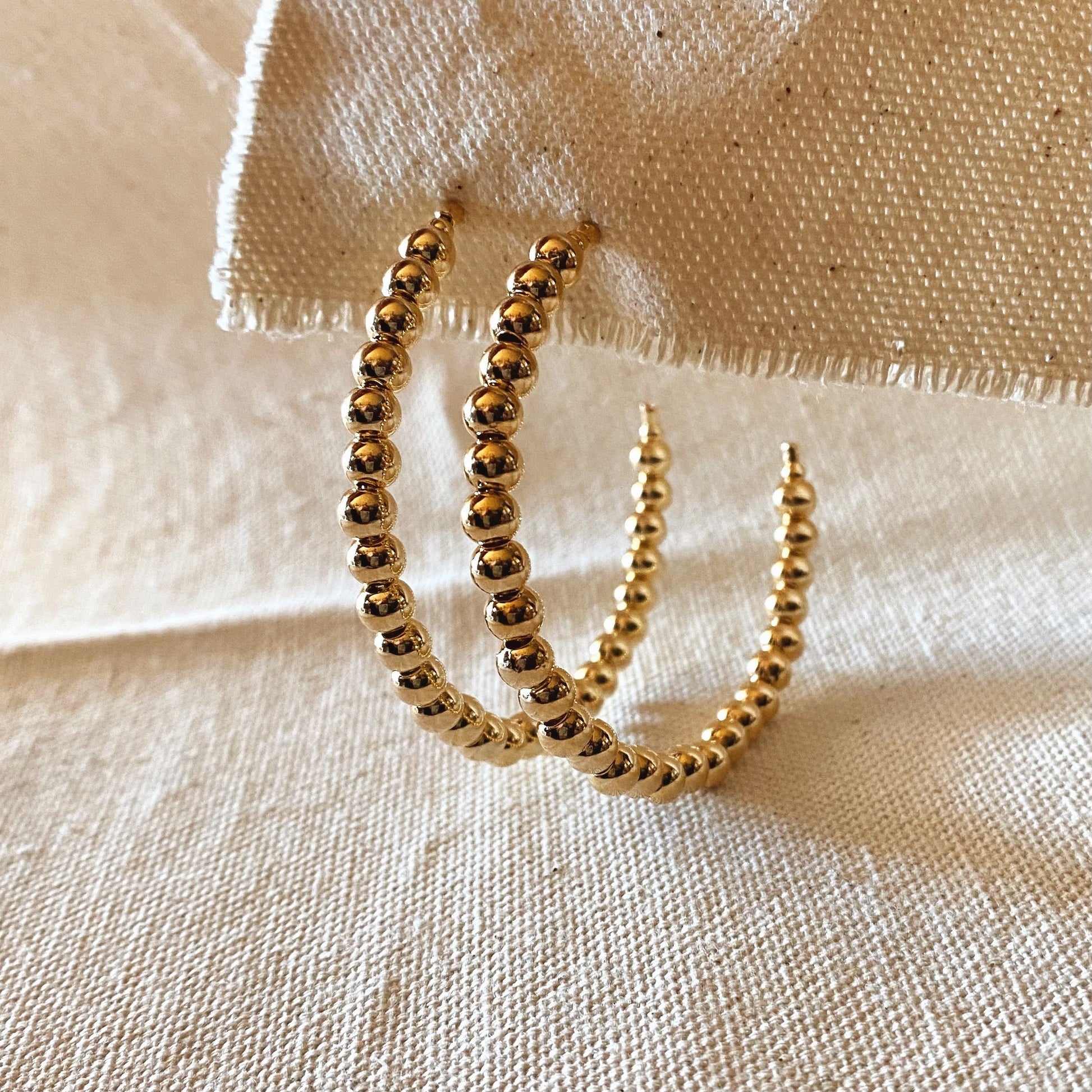 GoldFi Very Sophisticated 18k Gold Filled Beaded C Hoop