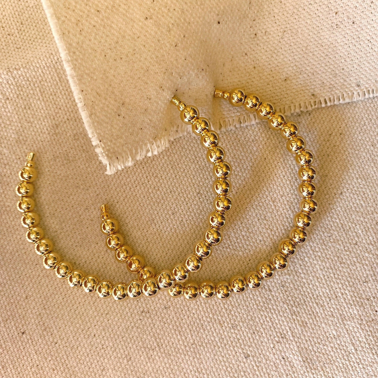 GoldFi Very Sophisticated 18k Gold Filled Beaded C Hoop